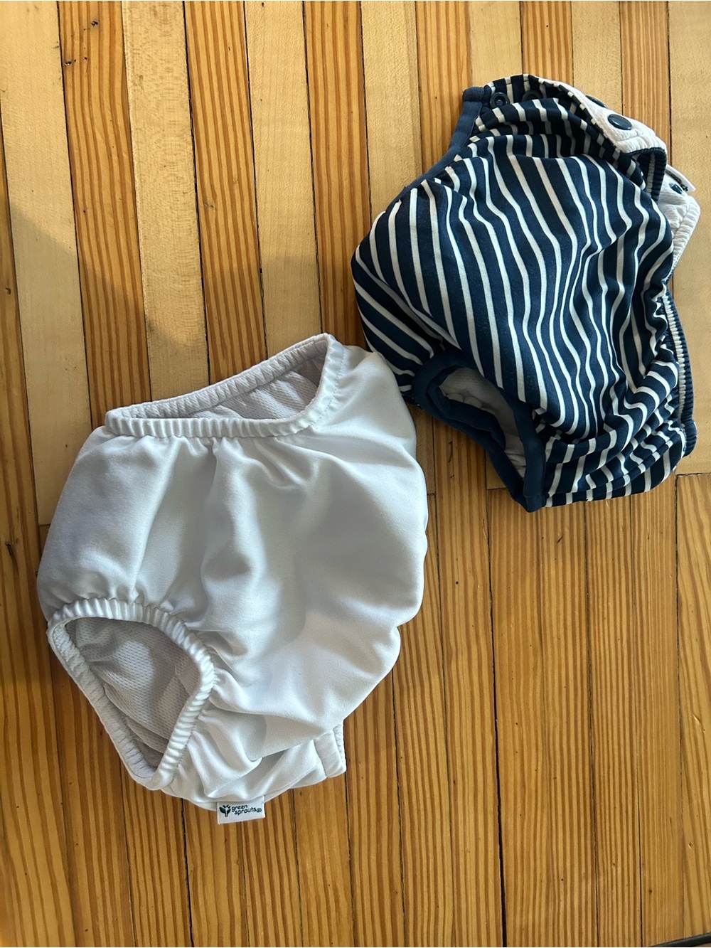 Speedo Kids Swim Diaper Covers in White and Navy Stripe